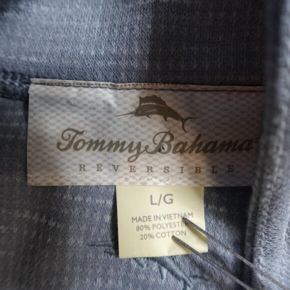 Tommy Bahama Pullover Shirt L Gray Long Sleeve 1/4 Zip Poly Cotton Reversible - Picture 3 of 12